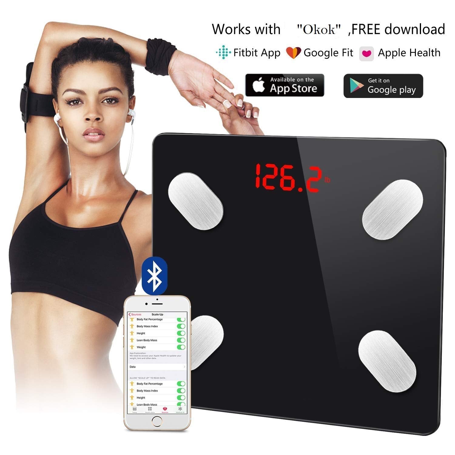 6327 Bluetooth Body Fat Scale Digital Smart Body Weight Scale iOS and Android App to Manage Body Weight, Body Fat, Water, Muscle Mass, BMI, BMR, Bone Mass and Visceral Fat with BMI Scale DeoDap 6327 Bluetooth Body Fat Scale Digital Smart Body Weight Scale iOS and Android App to Manage Body Weight, Body Fat, Water, Muscle Mass, BMI, BMR, Bone Mass and Visceral Fat with BMI Scale DeoDap